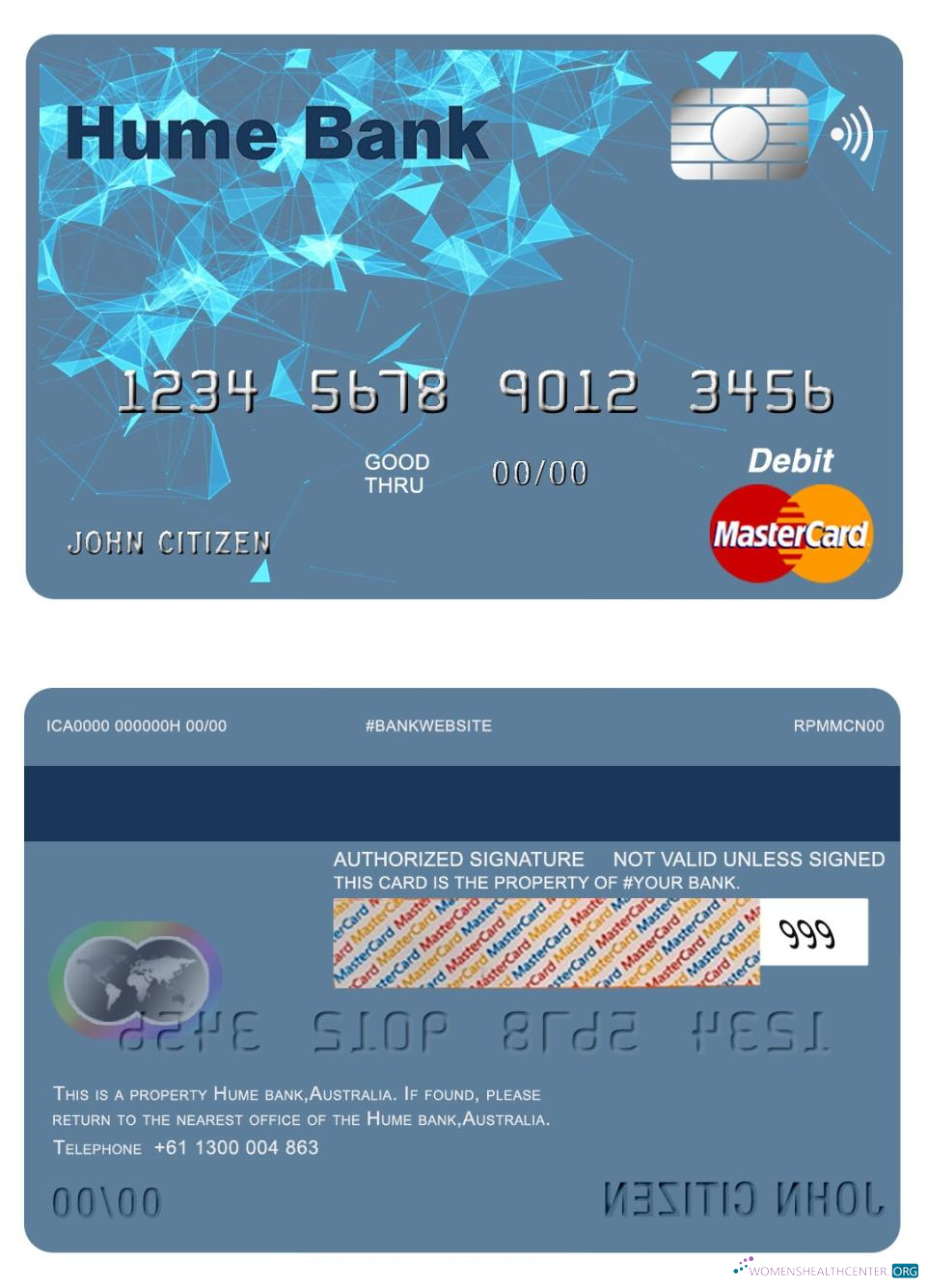 Download Australia Hume bank mastercard Photoshop template